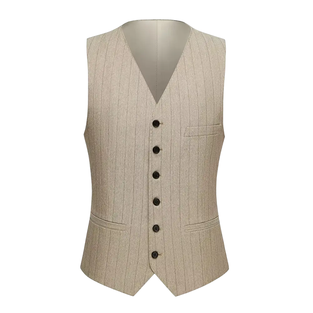 Men’s Pinstripe Three-Piece Suit – Tailored Wedding and Formal Occasion Style