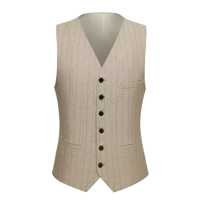 Men’s Pinstripe Three-Piece Suit – Tailored Wedding and Formal Occasion Style