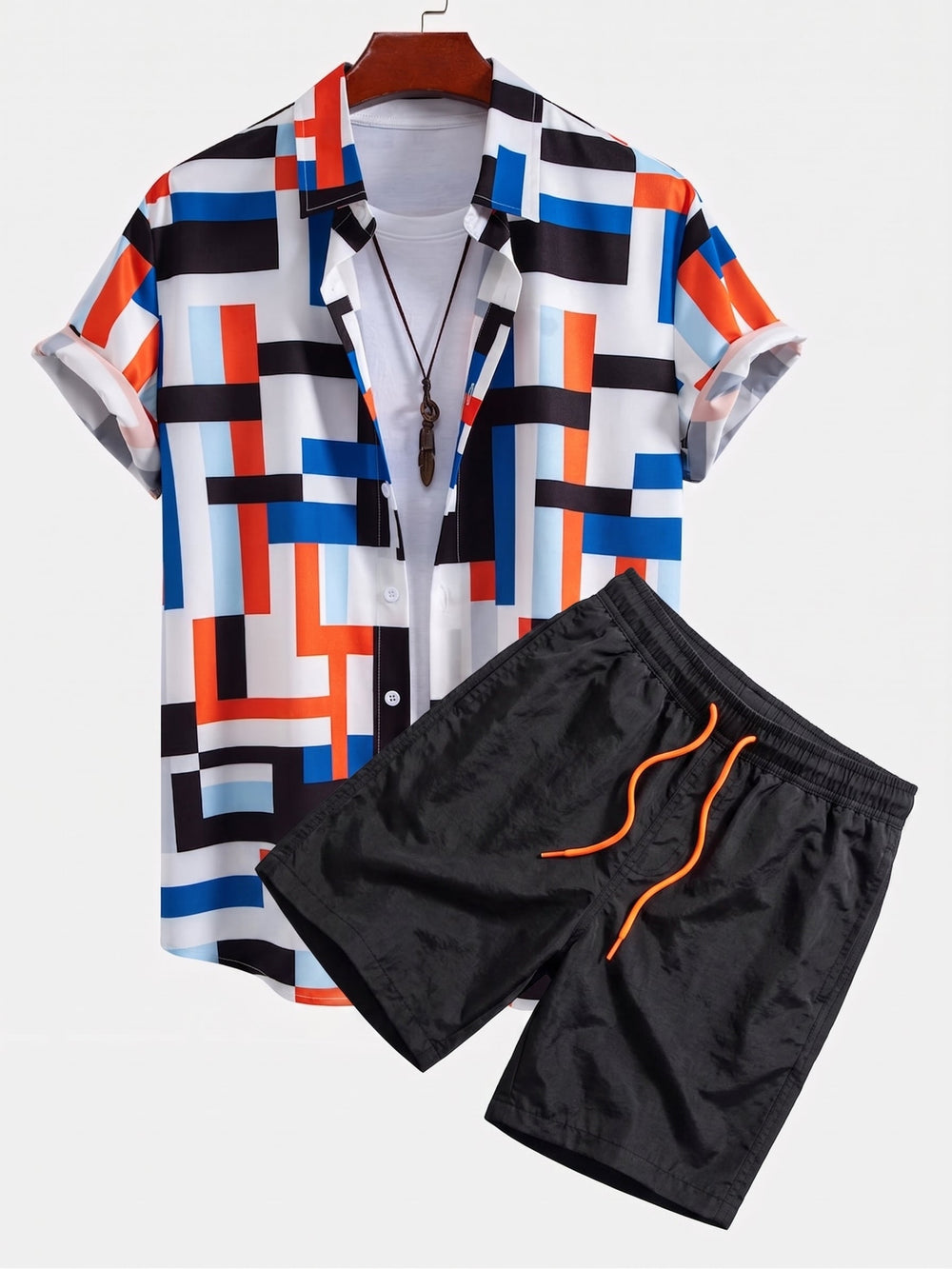 Men’s Printed Shirt and Swim Shorts Co-Ord – Summer Beach Set for Holiday Wear