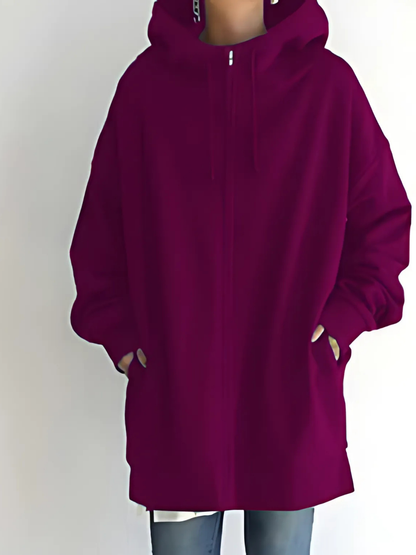 Women’s Zip-Up Hoodie – Drawstring Hood with Side Pockets
