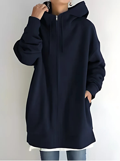 Women’s Zip-Up Hoodie – Drawstring Hood with Side Pockets