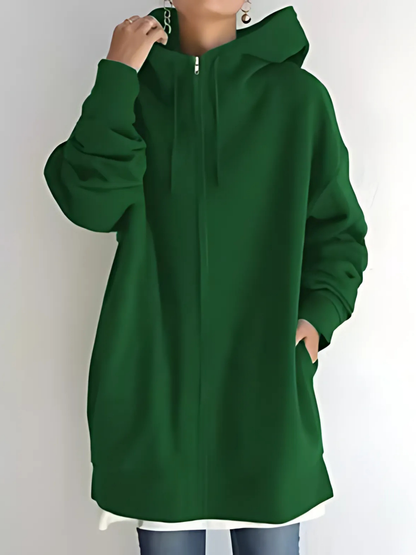 Women’s Zip-Up Hoodie – Drawstring Hood with Side Pockets