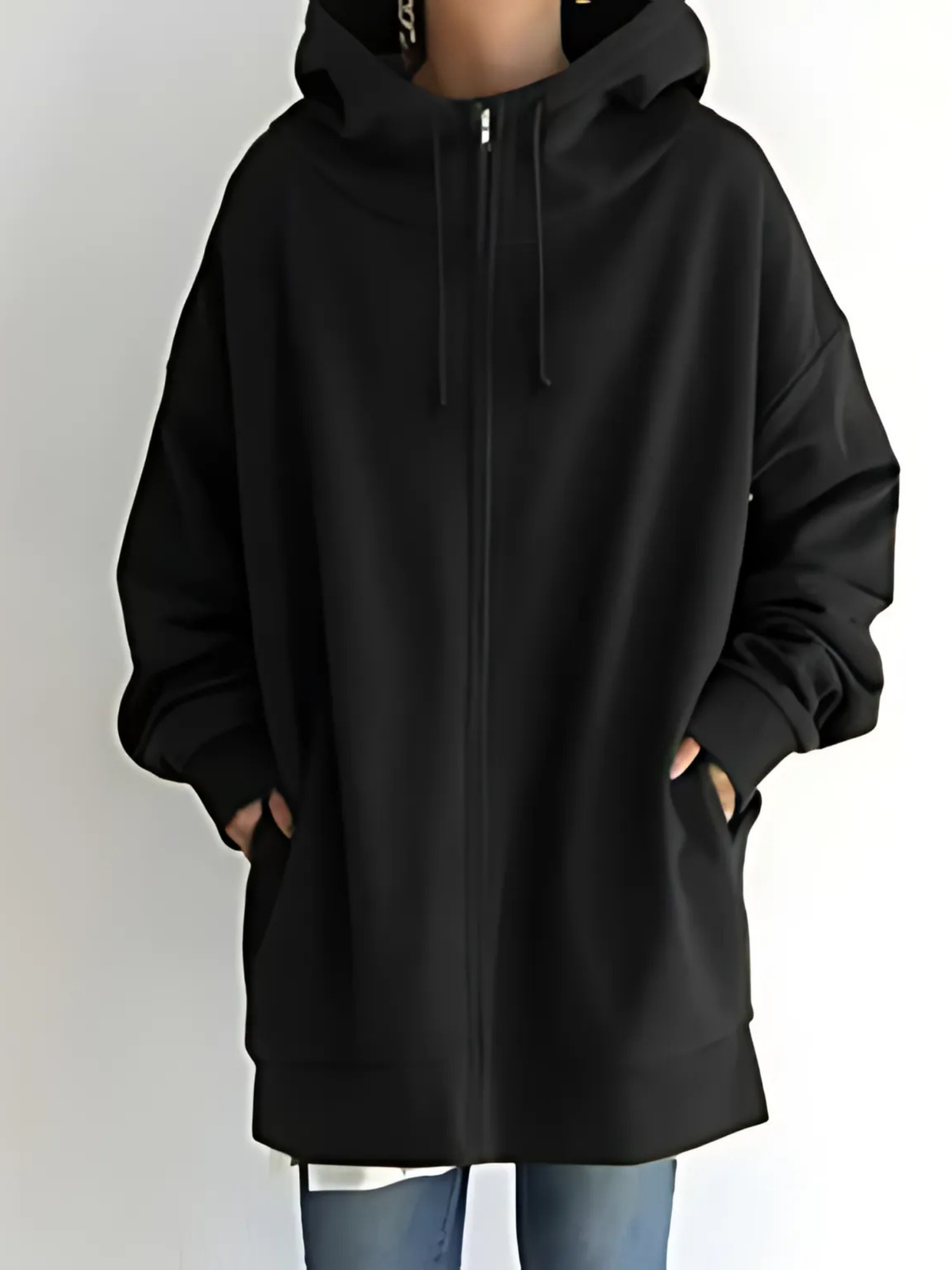 Women’s Zip-Up Hoodie – Drawstring Hood with Side Pockets