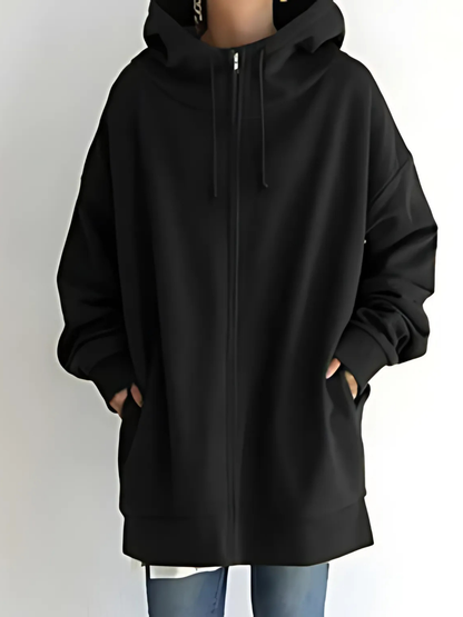 Women’s Zip-Up Hoodie – Drawstring Hood with Side Pockets