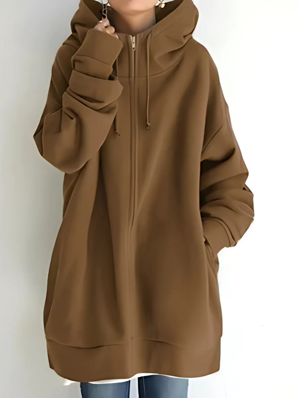 Women’s Zip-Up Hoodie – Drawstring Hood with Side Pockets