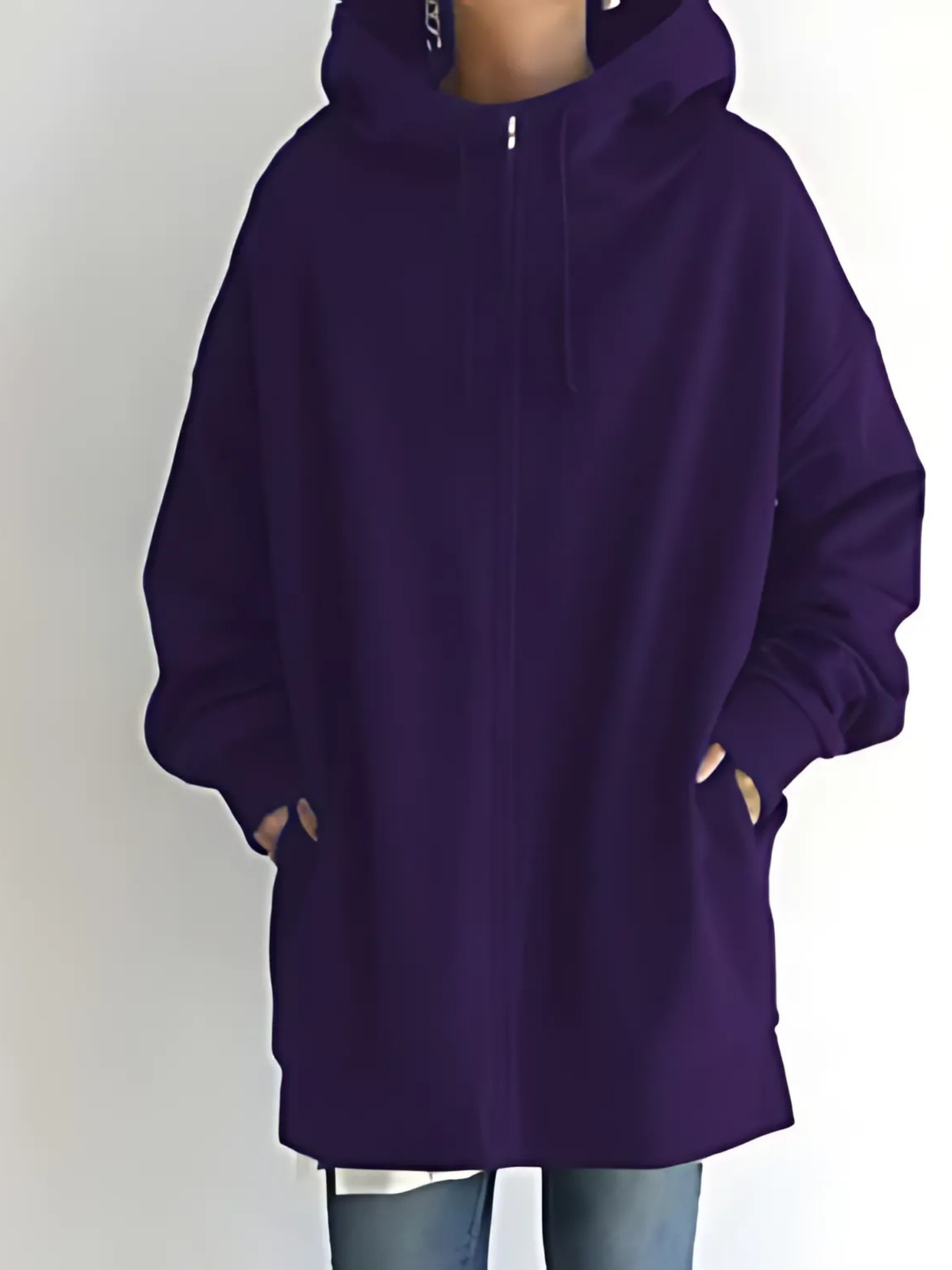 Women’s Zip-Up Hoodie – Drawstring Hood with Side Pockets
