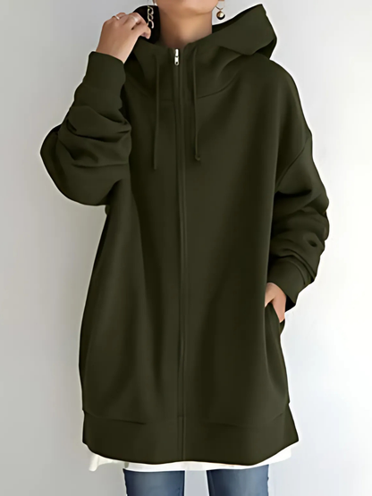 Women’s Zip-Up Hoodie – Drawstring Hood with Side Pockets