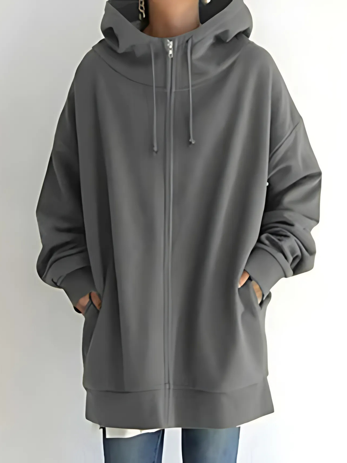 Women’s Zip-Up Hoodie – Drawstring Hood with Side Pockets