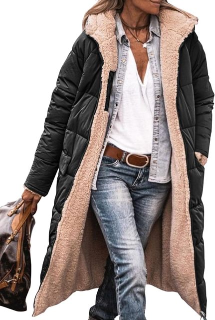 Women’s Hooded Sherpa Fleece Longline Coat – Warm Toggle-Front Winter Layer for Everyday Cold-Weather Wear