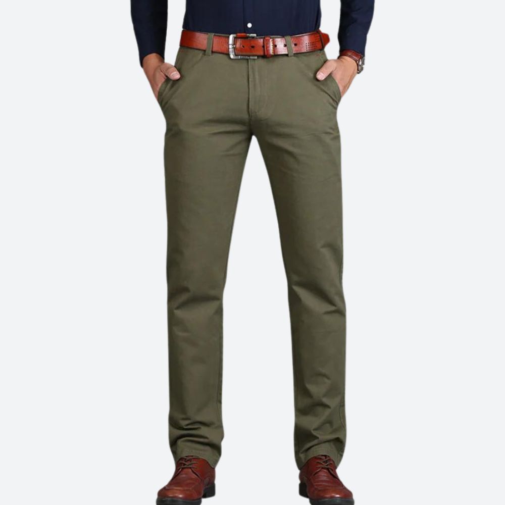 Men’s Tailored Straight-Leg Chinos – Clean Flat-Front Trousers with Refined Everyday Fit
