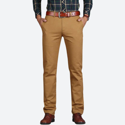 Men’s Tailored Straight-Leg Chinos – Clean Flat-Front Trousers with Refined Everyday Fit