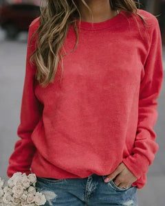 Women’s Sweatshirt – Brushed Raglan Sweatshirt with Round Neck