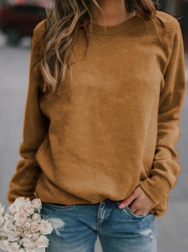 Women’s Sweatshirt – Brushed Raglan Sweatshirt with Round Neck