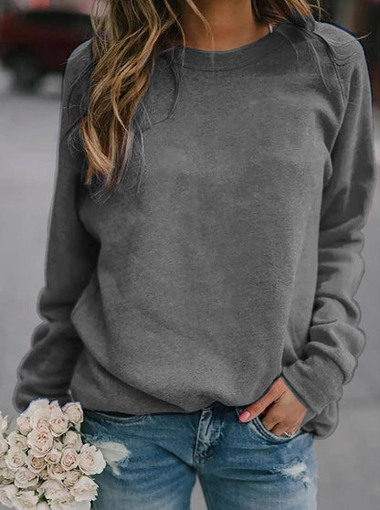 Women’s Sweatshirt – Brushed Raglan Sweatshirt with Round Neck