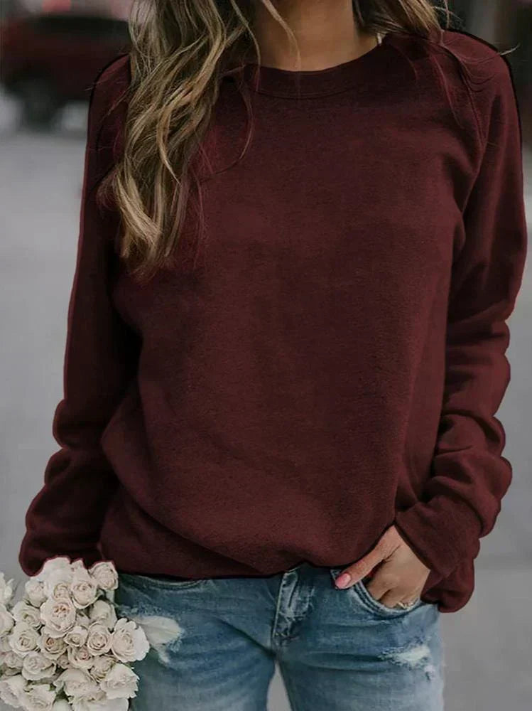 Women’s Sweatshirt – Brushed Raglan Sweatshirt with Round Neck
