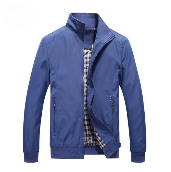 Men’s Stain-Resistant Stand-Collar Jacket – Lightweight Zip Layer for Transitional Wear