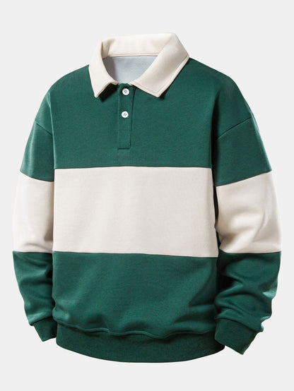Men’s Cotton-Blend Polo Sweatshirt – Structured Long-Sleeve Casual Layer