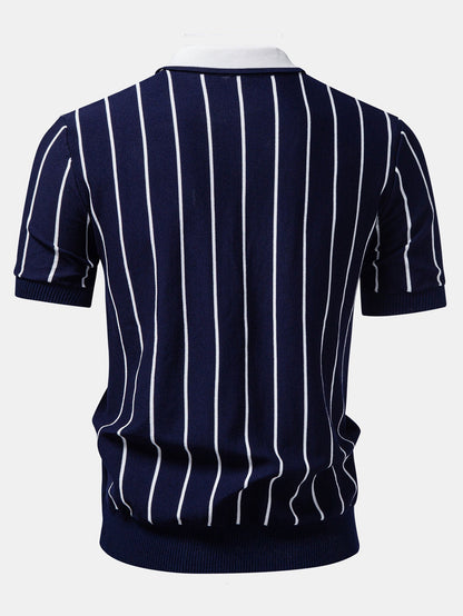Men’s Knitted Button-Up Shirt and Straight-Leg Trousers Set – Smart Casual Summer Co-Ord