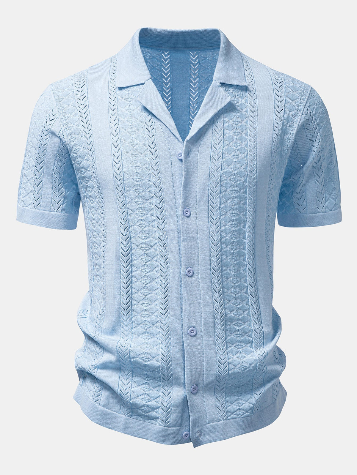 Men’s Viscose Open-Knit Shirt and Crinkle Trousers – Textured Summer Co-Ord