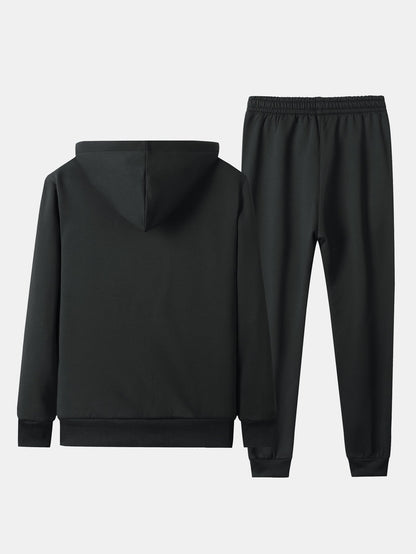 Men’s Teddy-Lined Zip Hoodie Tracksuit – Regular Fit Joggers for Winter Travel and Weekends