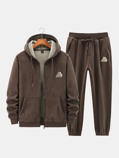 Men’s Winter Hoodie and Jogger Set – Teddy-Lined Two-Piece for Cold-Weather Comfort