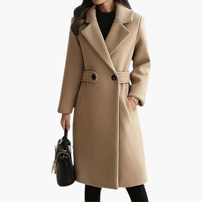Women’s Belted Winter Coat – Fitted Waist with Wide Lapel Collar