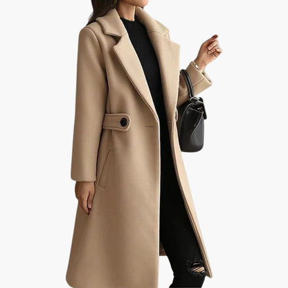 Women’s Belted Winter Coat – Fitted Waist with Wide Lapel Collar