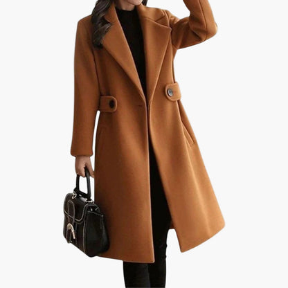 Women’s Belted Winter Coat – Fitted Waist with Wide Lapel Collar