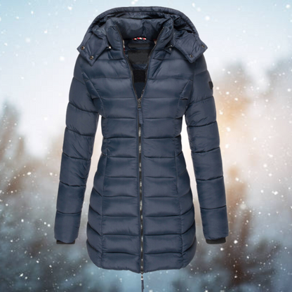 Women’s Quilted Hooded Puffer Coat – Long Winter Layer for City Days and Outdoor Wear