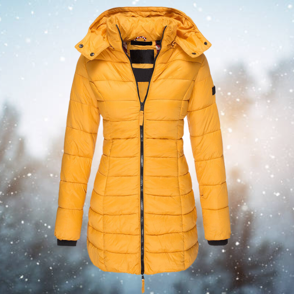 Women’s Quilted Hooded Puffer Coat – Long Winter Layer for City Days and Outdoor Wear