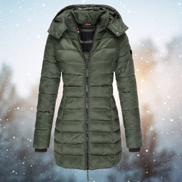 Women’s Quilted Hooded Puffer Coat – Long Winter Layer for City Days and Outdoor Wear