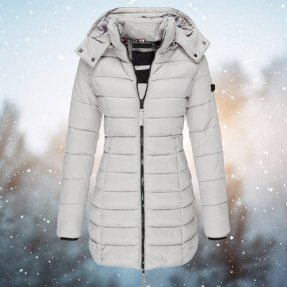 Women’s Quilted Hooded Puffer Coat – Long Winter Layer for City Days and Outdoor Wear