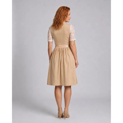Women’s Lace Dirndl Midi Dress – Elegant Oktoberfest Style with Ribbon Waist