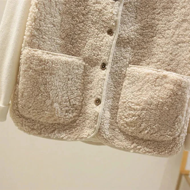 Women’s Teddy Fleece Gilet – Button Front with Patch Side Pockets