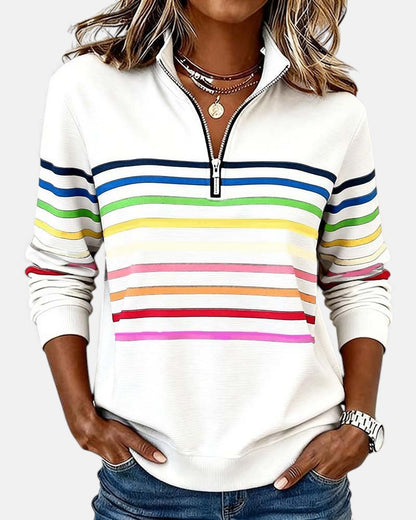 Women’s Zip-Neck Sweatshirt – High-Collar Casual Top for Autumn and Winter