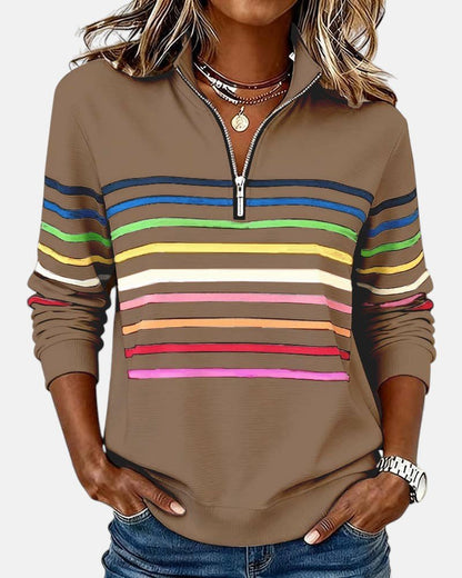 Women’s Zip-Neck Sweatshirt – High-Collar Casual Top for Autumn and Winter