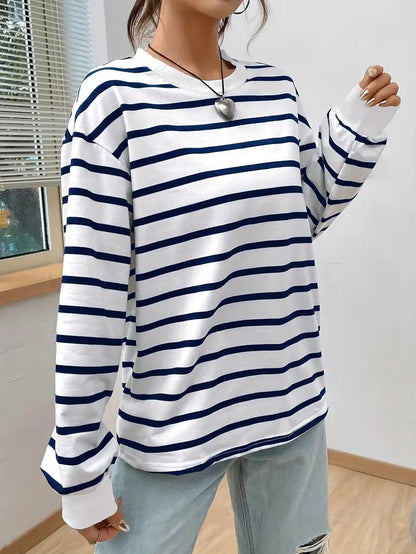 Women’s Relaxed Printed Sweatshirt – Crew Neck Casual Layer for Autumn and Winter
