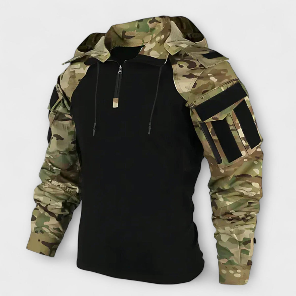 Men’s Hooded Tactical Sweatshirt – Half-Zip Outdoor Layer for Autumn and Winter