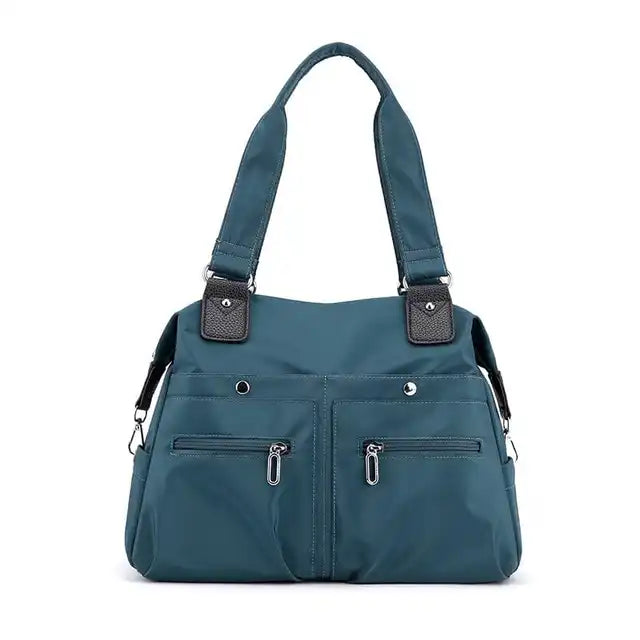 Women’s Multi-Pocket Nylon Shoulder Bag – Water-Resistant Work Tote with Laptop Compartment