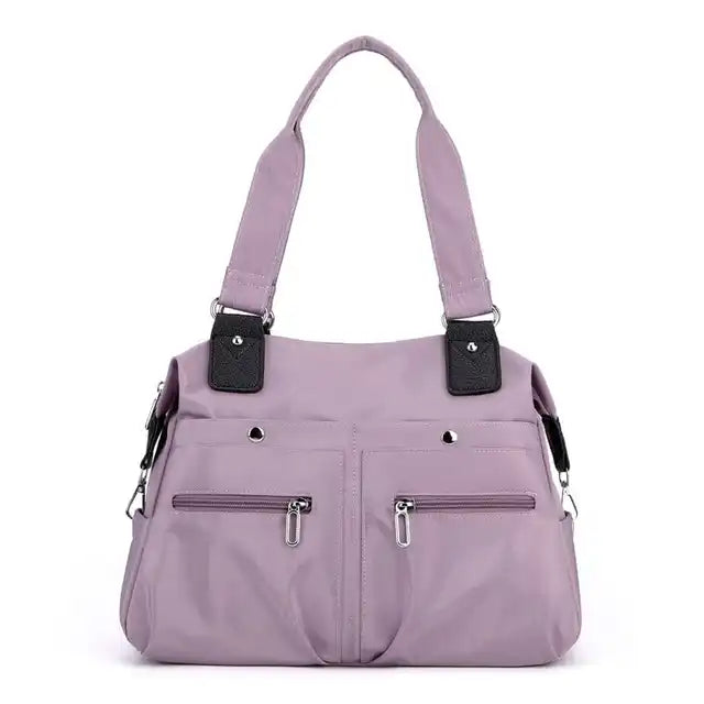 Women’s Multi-Pocket Nylon Shoulder Bag – Water-Resistant Work Tote with Laptop Compartment