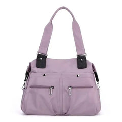 Women’s Multi-Pocket Nylon Shoulder Bag – Water-Resistant Work Tote with Laptop Compartment
