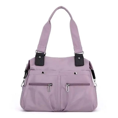 Women’s Multi-Pocket Nylon Shoulder Bag – Water-Resistant Work Tote with Laptop Compartment