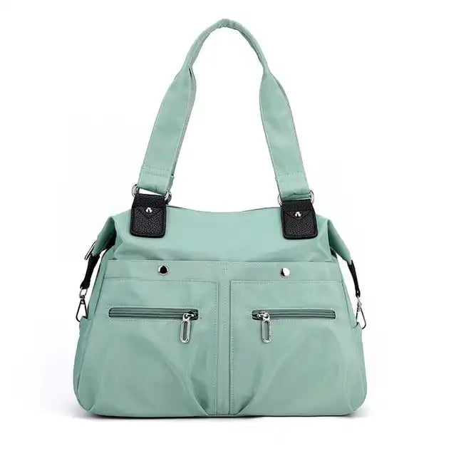 Women’s Multi-Pocket Nylon Shoulder Bag – Water-Resistant Work Tote with Laptop Compartment