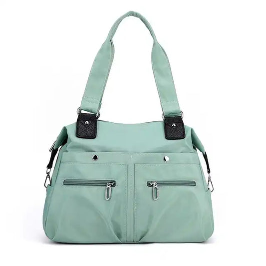 Women’s Multi-Pocket Nylon Shoulder Bag – Water-Resistant Work Tote with Laptop Compartment