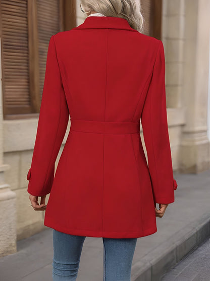 Women’s Trench Coat – Single-Breasted Coat with Adjustable Waist Tabs
