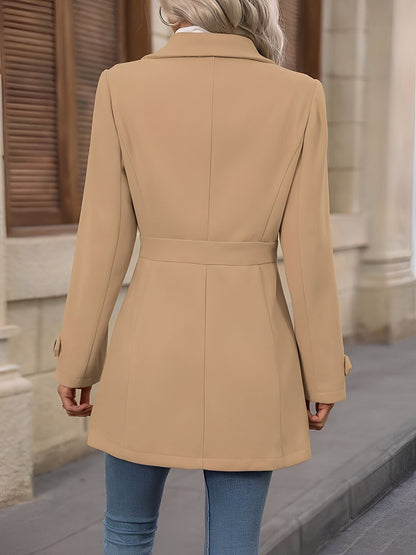 Women’s Trench Coat – Single-Breasted Coat with Adjustable Waist Tabs