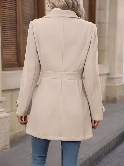 Women’s Trench Coat – Single-Breasted Coat with Adjustable Waist Tabs