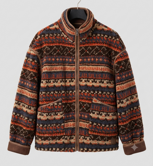 Women’s Bohemian Printed Jacket – Relaxed Insulated Layer for Casual Winter Wear