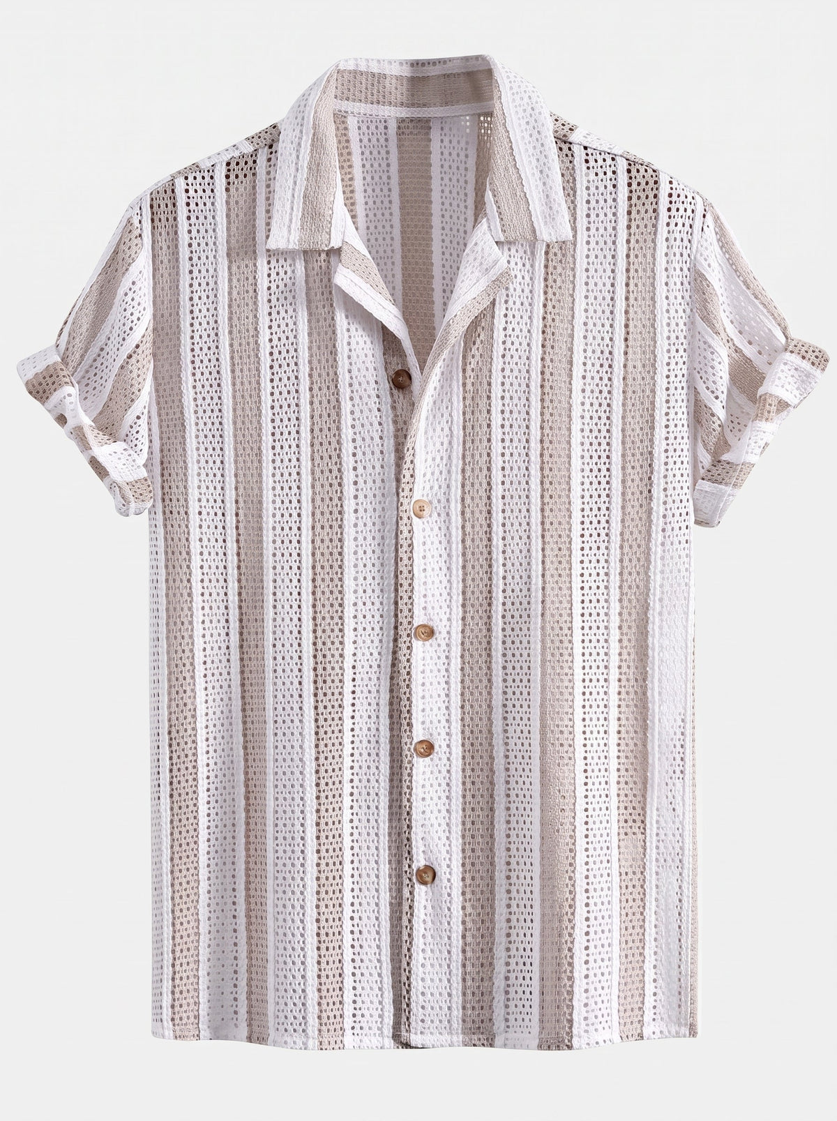 Men’s Mesh Cuban Shirt Co-Ord – Linen Blend Straight Trousers for Resort Wear