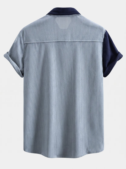 Men’s Short-Sleeve Corduroy Co-Ord Set – Button-Up Shirt with Drawstring Shorts